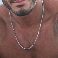 Round Box Chain for Men Boys,Gold Silver Black Plated Stainless Steel Chain Collars,Unisex Jewelry Gifts,18 to 30 Inch