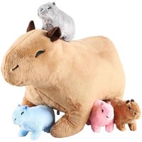 34cm Halloween Mother-child Water Guinea Pig Five-piece Soft Animal Doll For Boys and Girls Christmas Halloween Holiday Gifts
