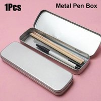 1Pcs Metal Pen Box Tinplate Box Versatile Metal Pencil Stationery Students Spacious Pen Box Rectangular Fountain Pen Case