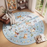 Funny Kitten Animals Round Living Room Carpet Advanced Creative High-End Bedroom Rug Home Decor Sofa Coffee Table Floor Mat 러그