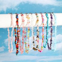 Naure Stone Turquoises Crystal Beaded Choker Necklace for Women, Fashion Irregular Bohemian Healing Crystal Choker Jewelry
