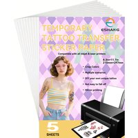 A4 Temporary Tattoo Transfer Paper, Compatible with All Laser& Inkjet Printers, Create Your Own Custom Temporary Tattoos on Skin