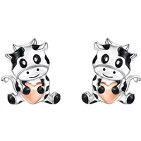 Huitan Lovely Cow Stud Earrings Versatile Dainty Animals Lover Ear Piercing Accessories for Women Cute Fashion Jewelry for Party