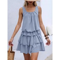 Fashion Loose Mini Dress Women Summer 2026 Casual Solid Color Sleeveless Short Tank Dresses Elegant