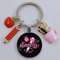 Teacher Love Inspire Print Teacher's Day Gift Keychain Best Teacher Gifts