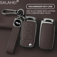 Alloy Leather Car Key Case Cover For VW Volkswagen Polo Tiguan Passat B5 B6 B7 Golf 4 5 6 MK6 Jetta Lavida Skoda Octavia Seat