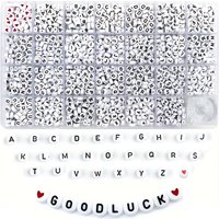 1300 4x7 round acrylic letter beads with heart-shaped beads and elastic thread, suitable for bracelets, jewelry, fashion gifts