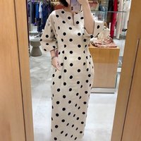 ZANZEA Autumn Elegant Dress Women 3/4 Sleeve Dots Print Vestidos 2026 Fashion V-Neck Party Midi Robe Bohemian Pocket Dresses