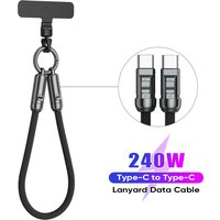 240W 5A 2 in 1 Lanyard USB C to Type C Fast Charging Cable,Portable Keychain Lanyard PD Fast Cord for iPhone 17,Samsung,Huawei