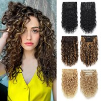 Synthetic Clip in Women's Short Curly Hair Extensions 4PCS set 15 inches Clip Ins Invisible Hairpieces