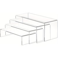 4/8pcs Acrylic Risers, Clear Rectangular Tiered Display Stand, Tabletop Display Riser Shelf