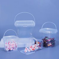 280ML/500ML/1L/2L Candy Snack Square Bucket Plastic Bucket With Lid Airtight PP Jars Clear Container With Lid For Bulk Storage