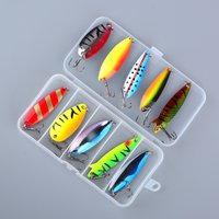 10PCS BOX Fishing Kit Jig Spoon Lure Bait Set Hard Metal Spinner Wobbler Spoon Trout Bass Area Fishing Gear Lure Spoon Bait