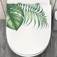 Tropical Green Plant Leaf Toilet Stickers, Bright Bathroom for Home Decoration, Vinyl Animal Decals, Art Wall paper, Poster