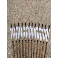 6/12/24pcs 28/30/32/34inch Bamboo Arrows 5''White Turkey Feathers Shaft Target Practice Achery Arrows