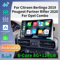 Android 16 Carplay Car Radio Stereo Multimedia Video Player For Citroen Berlingo 2019 Peugeot Partner Rifter 2020 For Opel Combo image 4