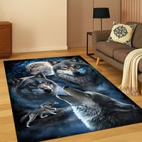 Viking Wolf Fenrir Cartoon Carpet Rug for Bedroom Living Room Sofa Playroom Doormat Home Decor,Kid Game Area Rug Non-slip Gift image 3