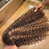 427 Highlight Lace Front Wigs Human Hair PrePlucked Bleached Knot 13x6 HD Ombre Honey Blonde Deep Wave Human Hair with Baby Hair
