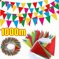 50-1000mm Multicolor Bunting Flags Colorful Triangle Pennant Banner Flags for Carnival Theme Birthday Party Outdoor Events Decor