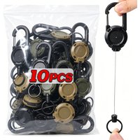 2/4/6/10pcs Steel Wire Rope Retractable Pull Reel Carabiner Key Chains Buckle Spring Key Holder Outdoor Sporty Keychain Tool