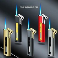New Mini Portable Recyclable Inflatable Windproof Metal Lighter, High-power Butane Gas Cigar Lighter, High-end Gift for Men