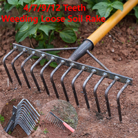 4/7/9/12 Teeth Weeding Hoe Rake Farm Tool Weeding Scarifier Artifact Agricultural Nail Harrow Carbon Steel Garden Weeding Tools