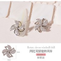 2Pcs/Pack Luxury Zircon Nail Charms - Rotating Windmill & Lucky Bead Nail Art, 3D Moving Nail Decor for Elegant Manicures