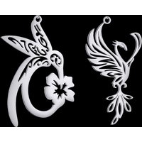 3pcs VIntage Flower Filigree Hummingbird/Phoenix Bird Charms for Jewelry Making Earrings Tassels Craft Stainless Steel Pendant