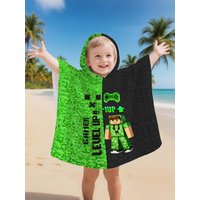 Pixel Style Printed Bathrobe Soft Bathrobe Super Absorbent Side buttons Suit For Beach Pool Seaside Camping For Boy or Girl