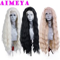 AIMEYA-Perruque Lace Front Wig Synthétique pour Femme, Cheveux Blonds Mélangés, Platine Noire, Longue Vague Naturelle, 03 Utilisation, Cosplay