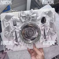 Japanese Sweet Cosplay Pain Board Jewelry Subculture Gorgeous Bow Ribbon Pleated Pain Bag Decoration DIY Accessories By Yourself