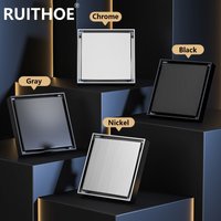 Foot Floor Drain 10*10cm Anti-odor Bath Drains Deodorization Square DIY Black Shower Filter Plug Cover Pipe 304 Stainless Steel