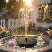 2.8W Outdoor Solar Fountain with 4 Nozzles and 4 Crash Bars, Solar Water Fountain Pump Suitable For DIY Garden Pond Bird Bath