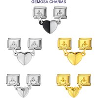 GEMOSA Magnetic Attraction Removable Fashion Heart Italian Charm Link Fit 9mm Stainless Steel Bracelet DIY Making Jewelry