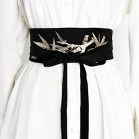 Retro Embroidery Waistband Japanese Kimono Yukata Waist Belt Self Tie Wrap Sash Chinese Traditional Hanfu Dress Decor Corset