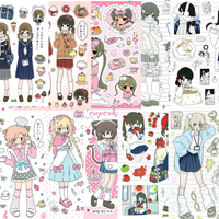 Kawaii JK Sticker Collection | Sweet School Girls & Cozy Food Moments for Journaling & Scrapbooking