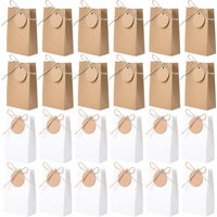 10/20Pcs Retro Kraft Paper DIY Gift Bag Jewelry Cookie Wedding Favor Candy Box Food Packaging Bag With Rope Birthday Party Decor