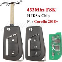 jingyuqin 433Mhz FSK H ID8A Chip Flip Remote Car key for 2018+ Toyota Corolla RAV4 Hice Wildlander 2/3B VA2 Auto Key Fob Control