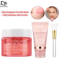 75ml Collagen Peel-off Face Mask Night Wrapping Mask + 50g Collagen Jelly Cream Firming Skin Moisturizing Facial Masks Cream