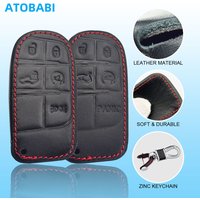 Leather Car Key Case Remote Control Protector Cover Keychain For Fiat Toro Freemont Dodge Charger Challenger Jeep Grand Cherokee