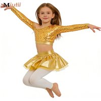 Kids Girls Glitter Sequins Ballet Dance Sets Acrobatics Gymnastics Skating Costume Outfits for Modern Latin Jazz Dancing Class