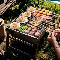 1 Piece Portable Foldable Charcoal Grill Iron Structure No Charging Compact Design Durable for Outdoor Camping Picnic Cooking