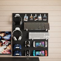 Industrial Black Pegboard Wall Panel, Customizable Storage System with Shelves & Baskets, No-Drilling Required for Easy Installa