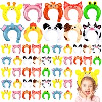 24 Pcs Farm Zoo Animal Inflatable Headbands Wildlife Safari Balloons Hair Hoop Jungle Animals Theme Birthday Party Favors Decor