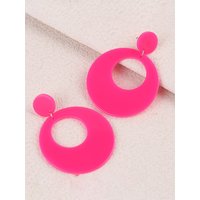 New hollow round acrylic earrings with retro and fashionable candy color, pink and yellow round earrings