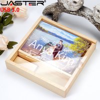 JASTER Wooden Box USB Flash Drives 128GB Creative Photography Wedding Gift 3.0 Memory Stick 64GB Laser Engraving Pen Drive 32G