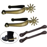 Vintage Cowboy Spurs for Men 4.1x3 Inch Zinc Alloy Western Boot Spurs with Rotating Rowels Antique Gold Equestrian Spurs