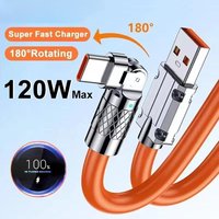 120W USB C To Type C Rotatable Fast Charging Cable Quick Charger Mobile Phone Cable For Samsung Xiaomi 12 Huawei Poco 1m 1.5m 2m