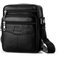 Genuine Leather Crossbody Bag for Men Lightweight Vertical Shoulder Bag Fashion Business Casual Style