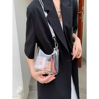 Summer Candy Color Transparent Single Shoulder Bag Zipper Clear PVC Jelly Bag Small Purses Women Girls Daily Shopping Bag